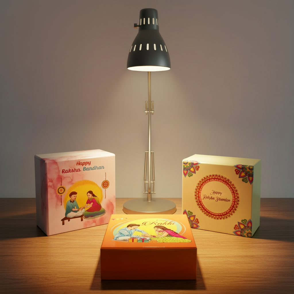 Rakhi Gift Box – Cardboard | Matt & Glossy Finish | 6×6×2 Inch | Customisable