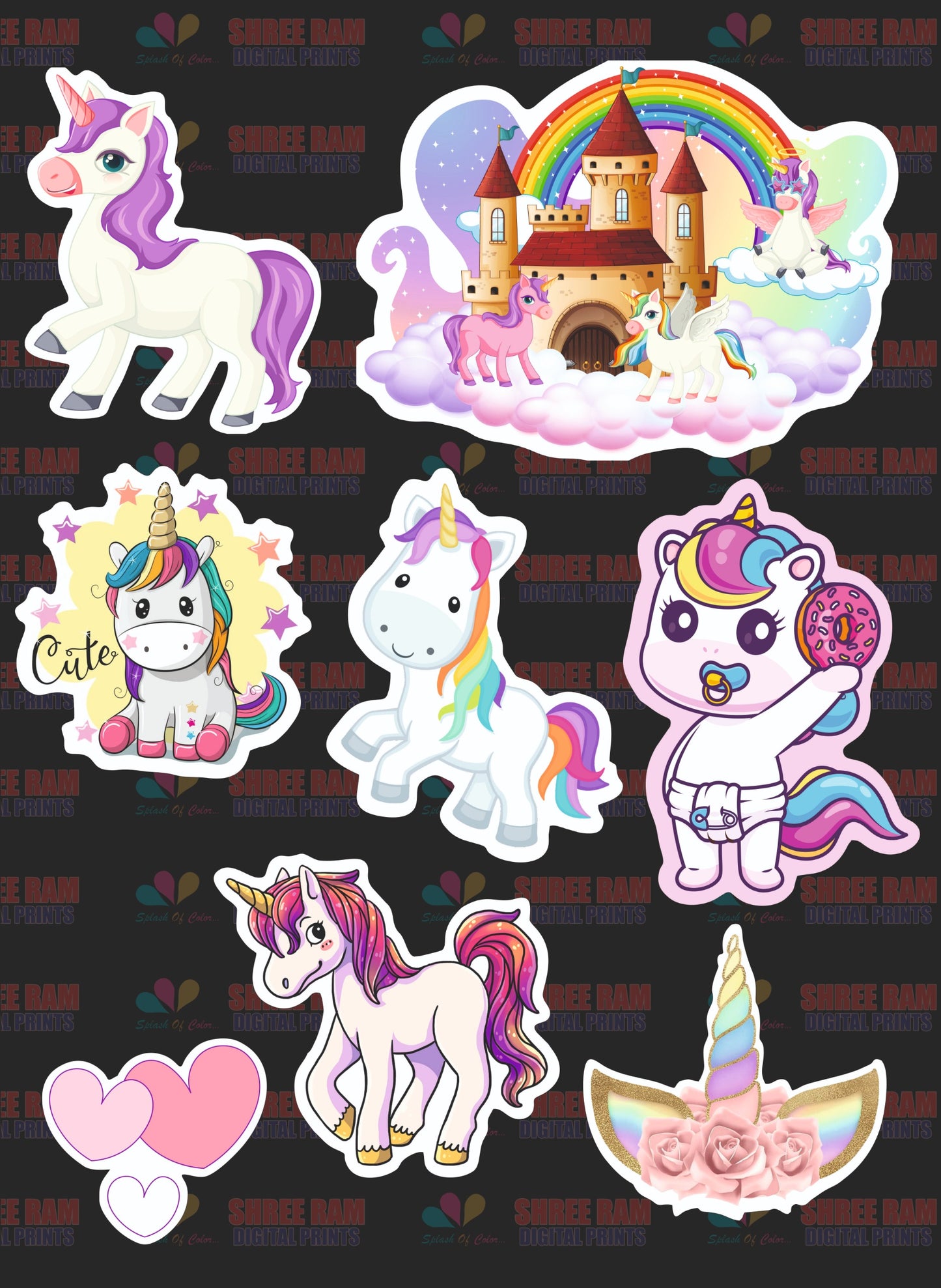 Unicorn Theme Cutouts/Tags For Hampers